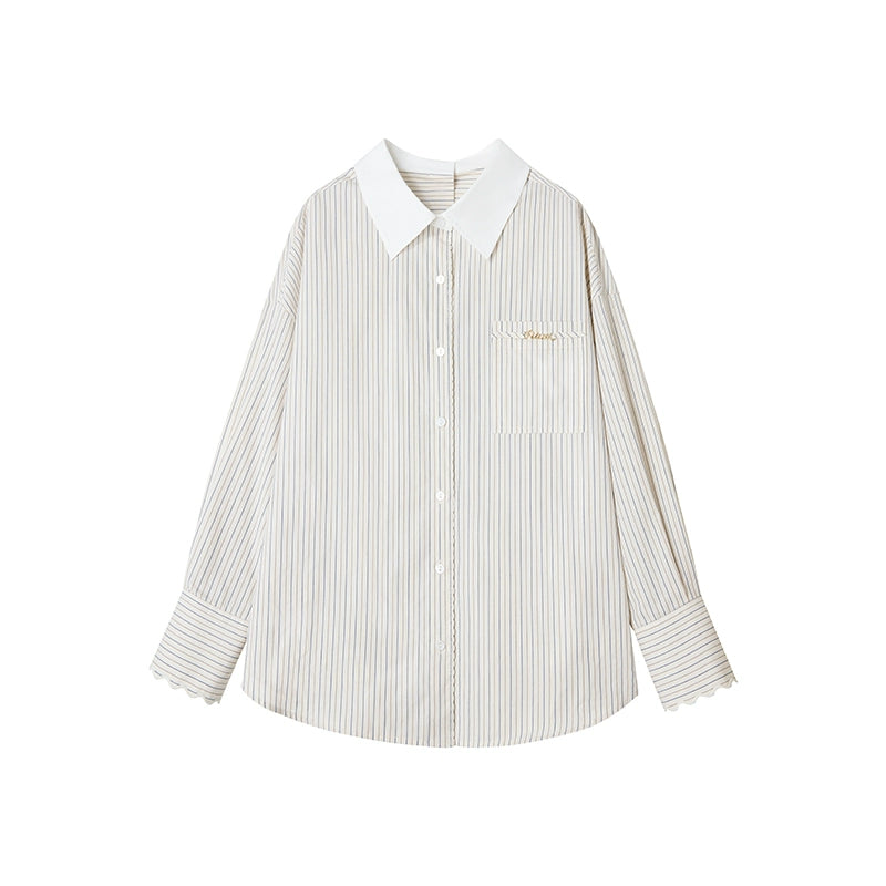Long Sleeve Loose Striped Shirt