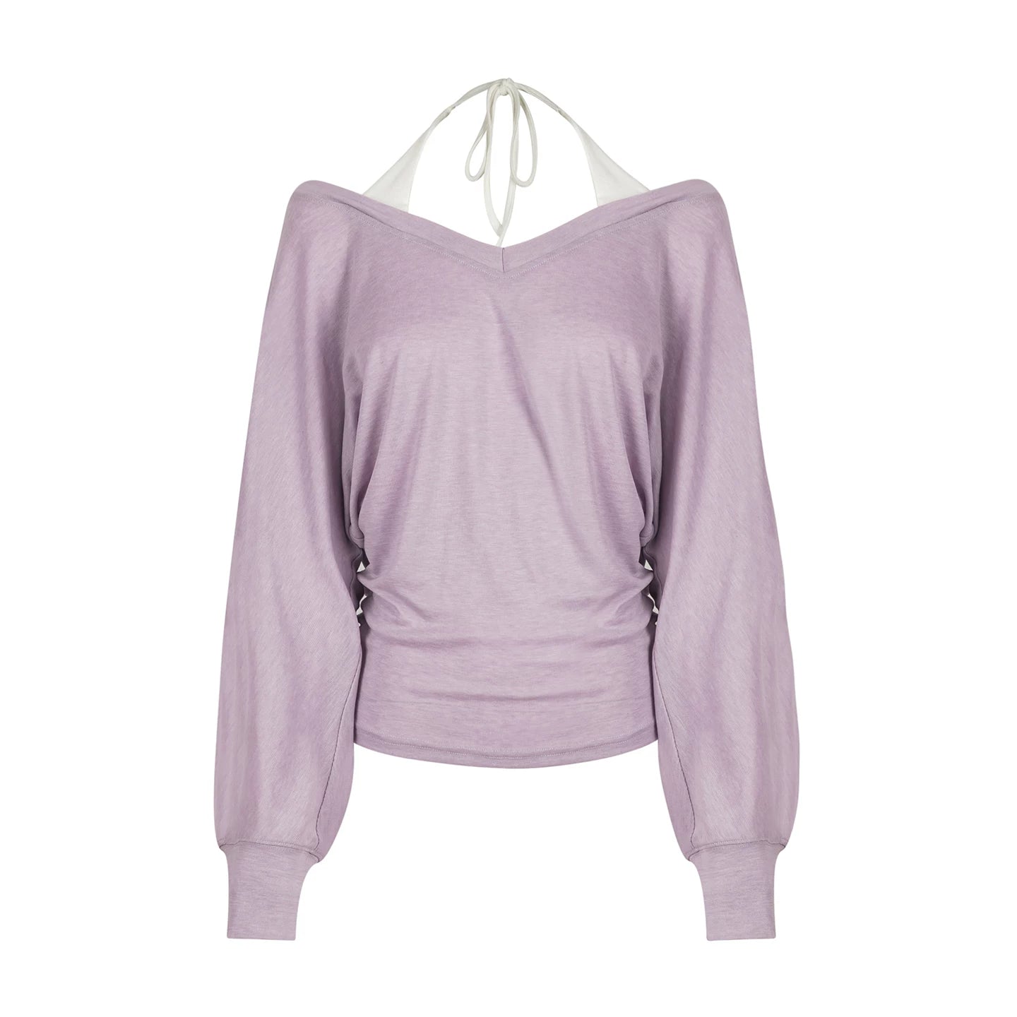 Rosa-lila T-Shirt mit Fledermausärmeln