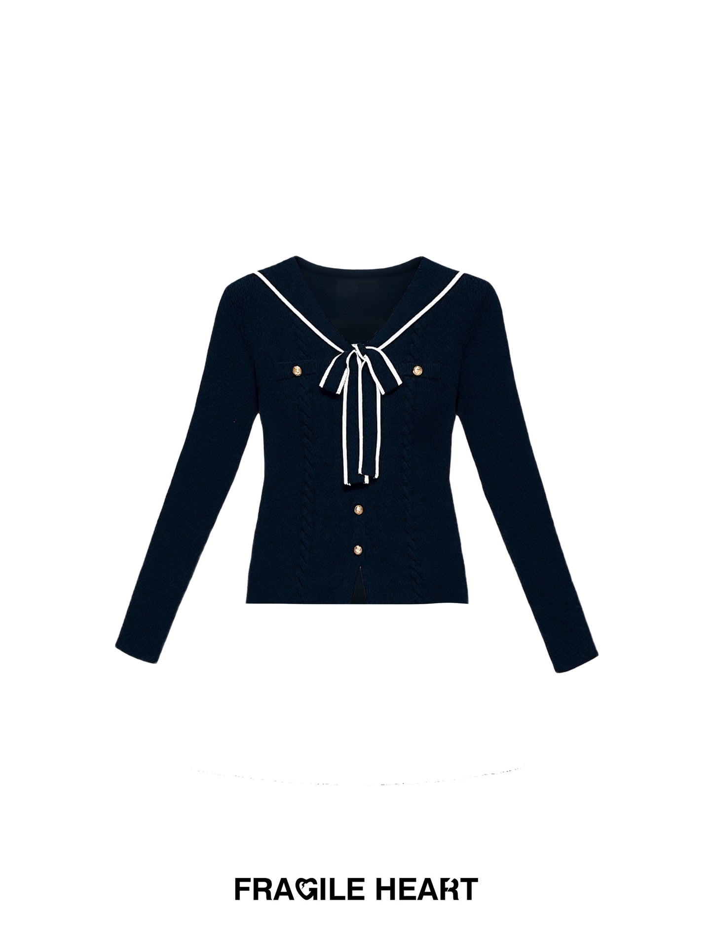 Navy Collar Knit Top Set-Up