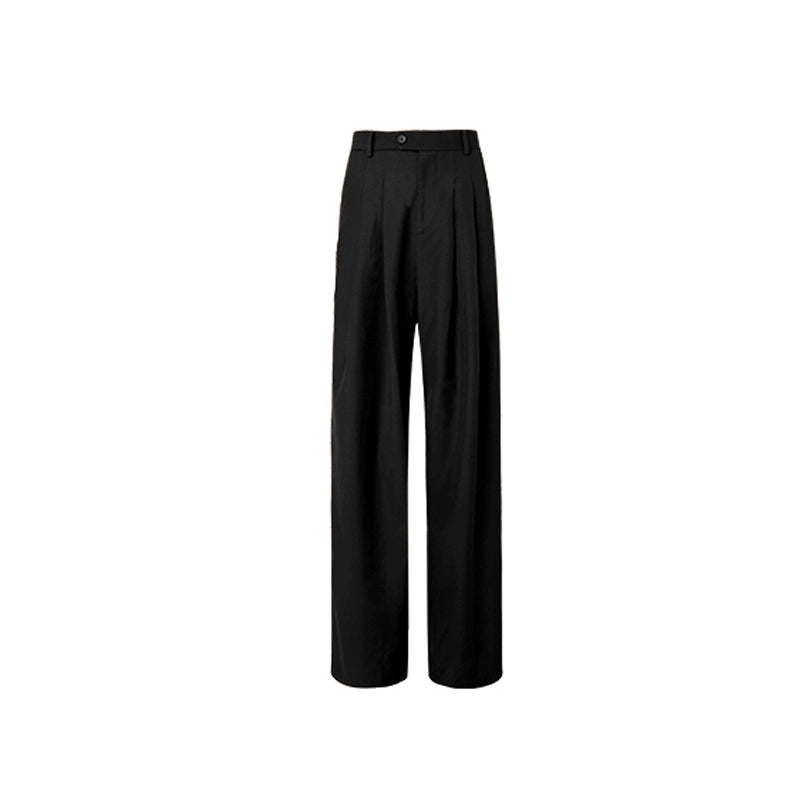 Black Pleated Wide-Leg Pants