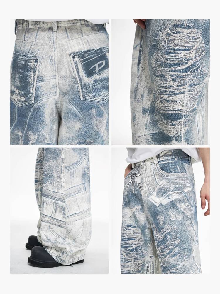 Bedruckte weit geschnittene Hosen