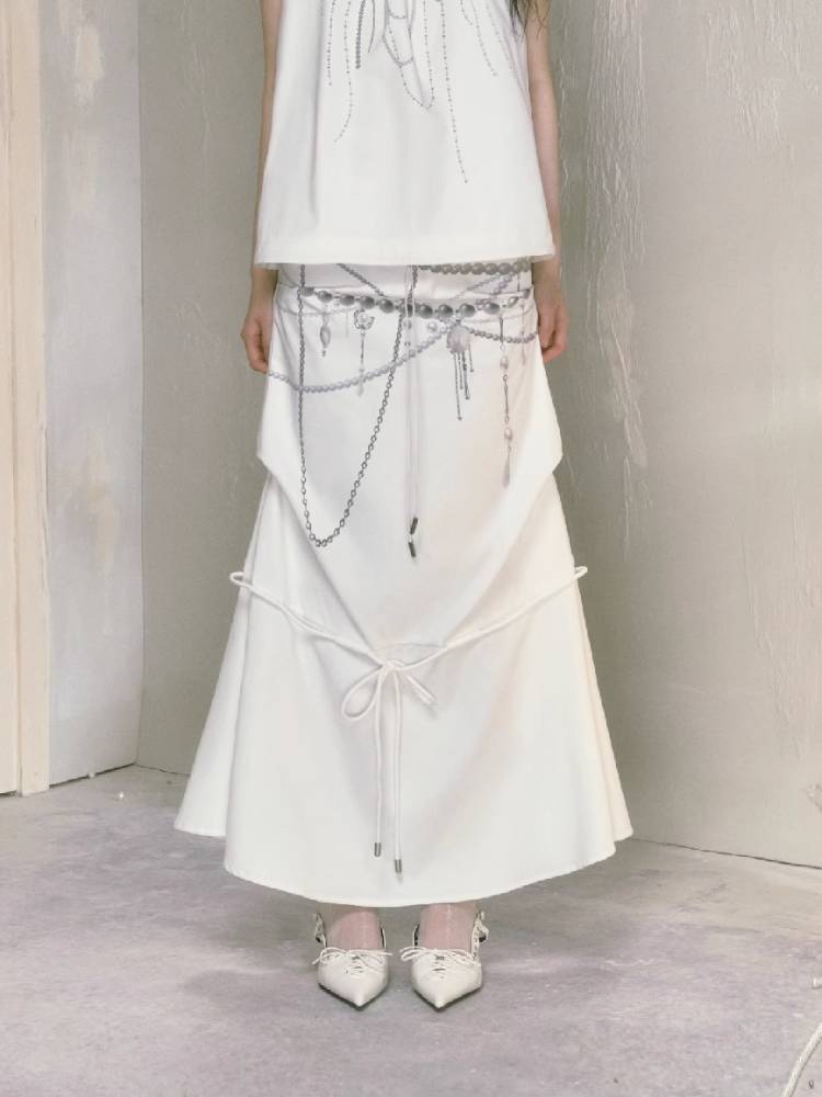 2way fashion print lace skirt