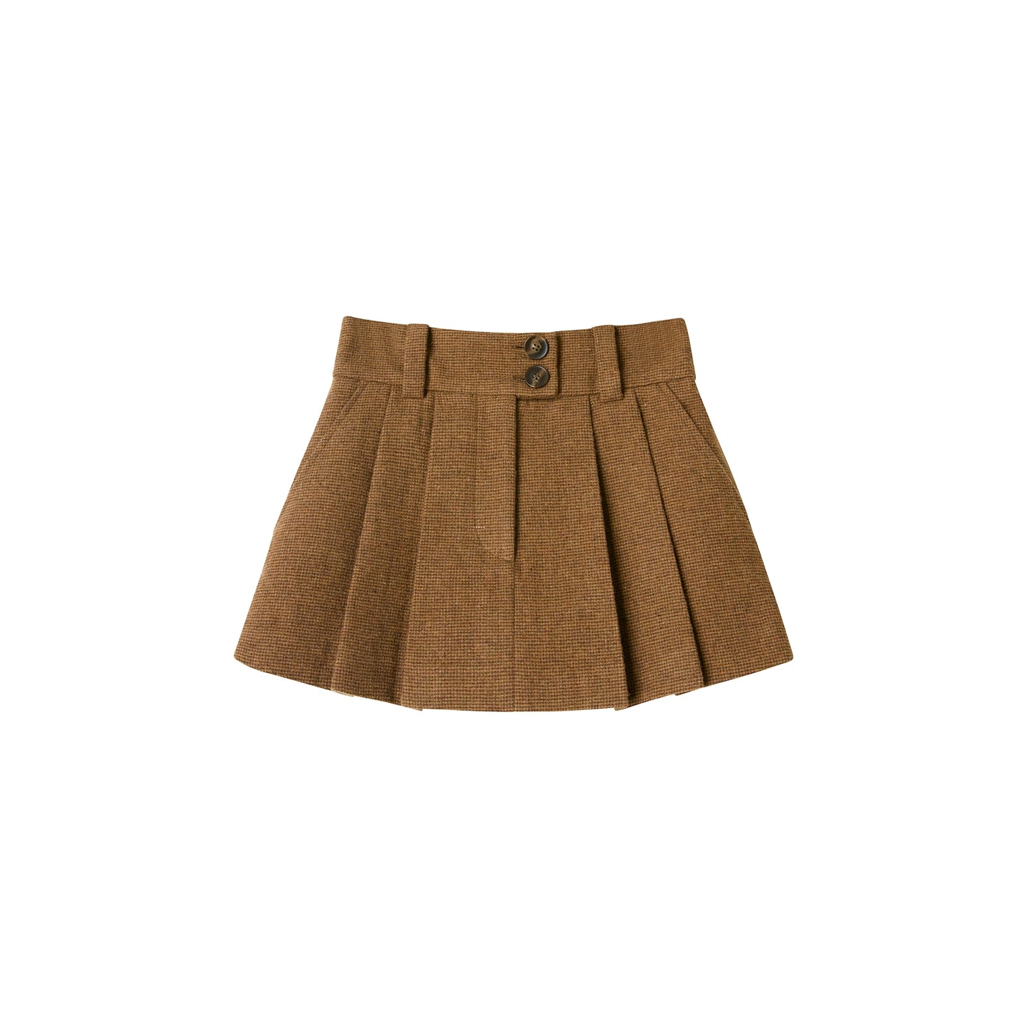 Wide Waist Wool A-Line Skirt