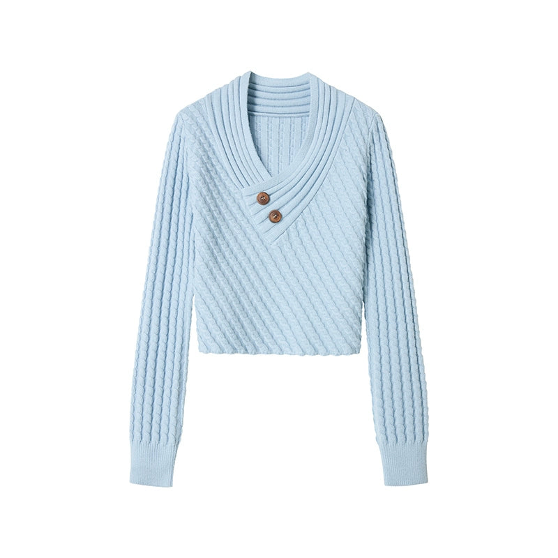 Twill Twist V-Neck Top