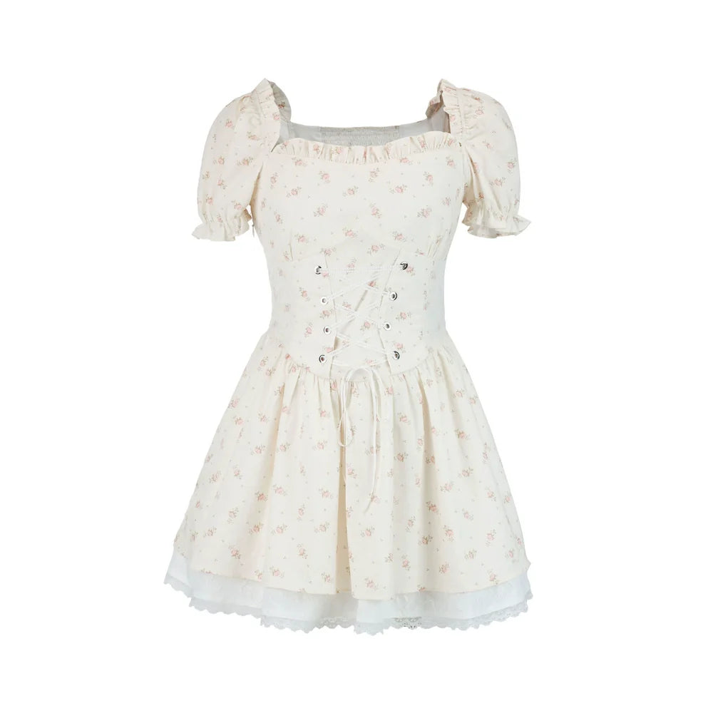 Retro-Blumen-Kurzarmkleid