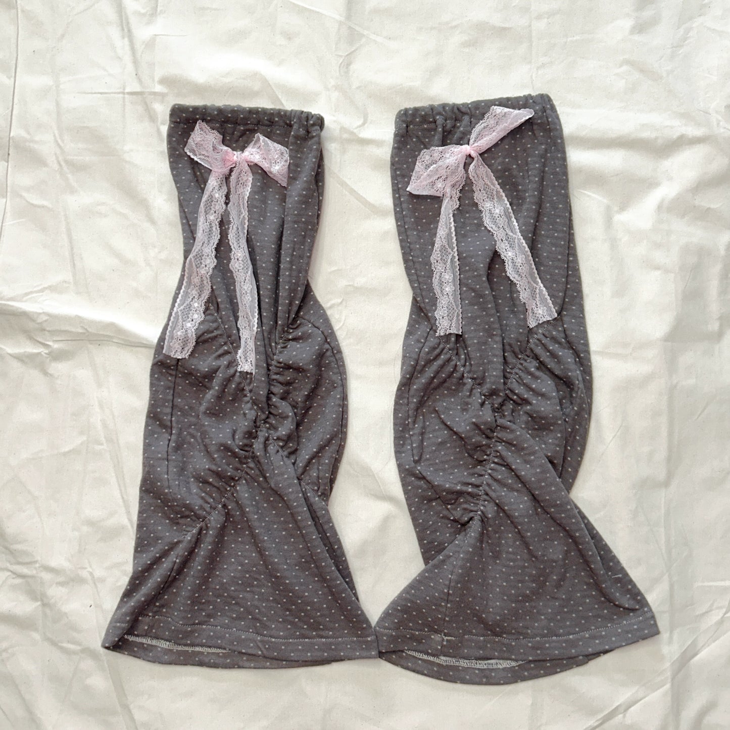 Polka Dot Lace Bow High Sock Cover