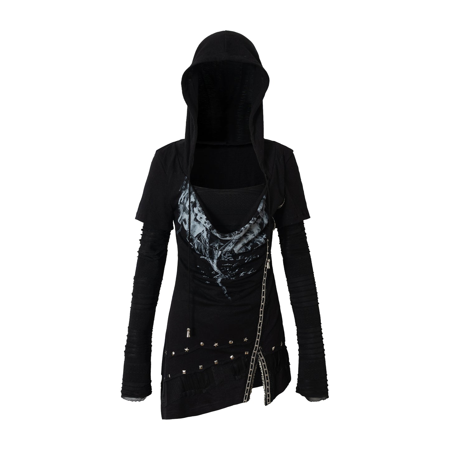 Rock Swing Collar Print Long Sleeve Dress