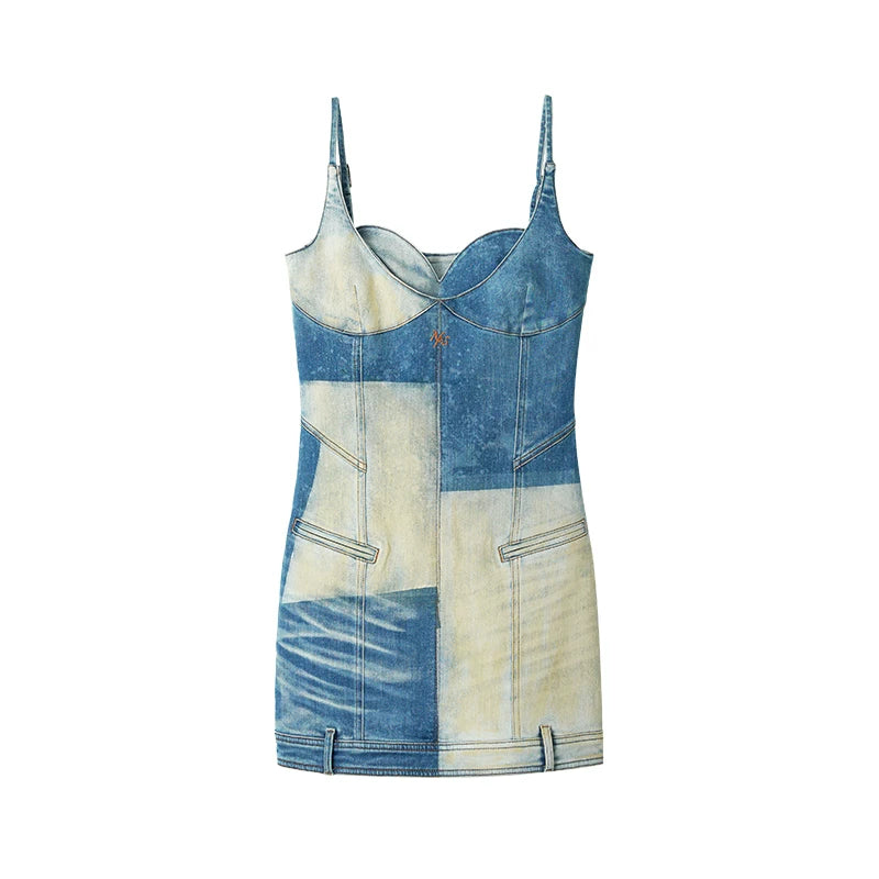 Colorblock-Denimkleid