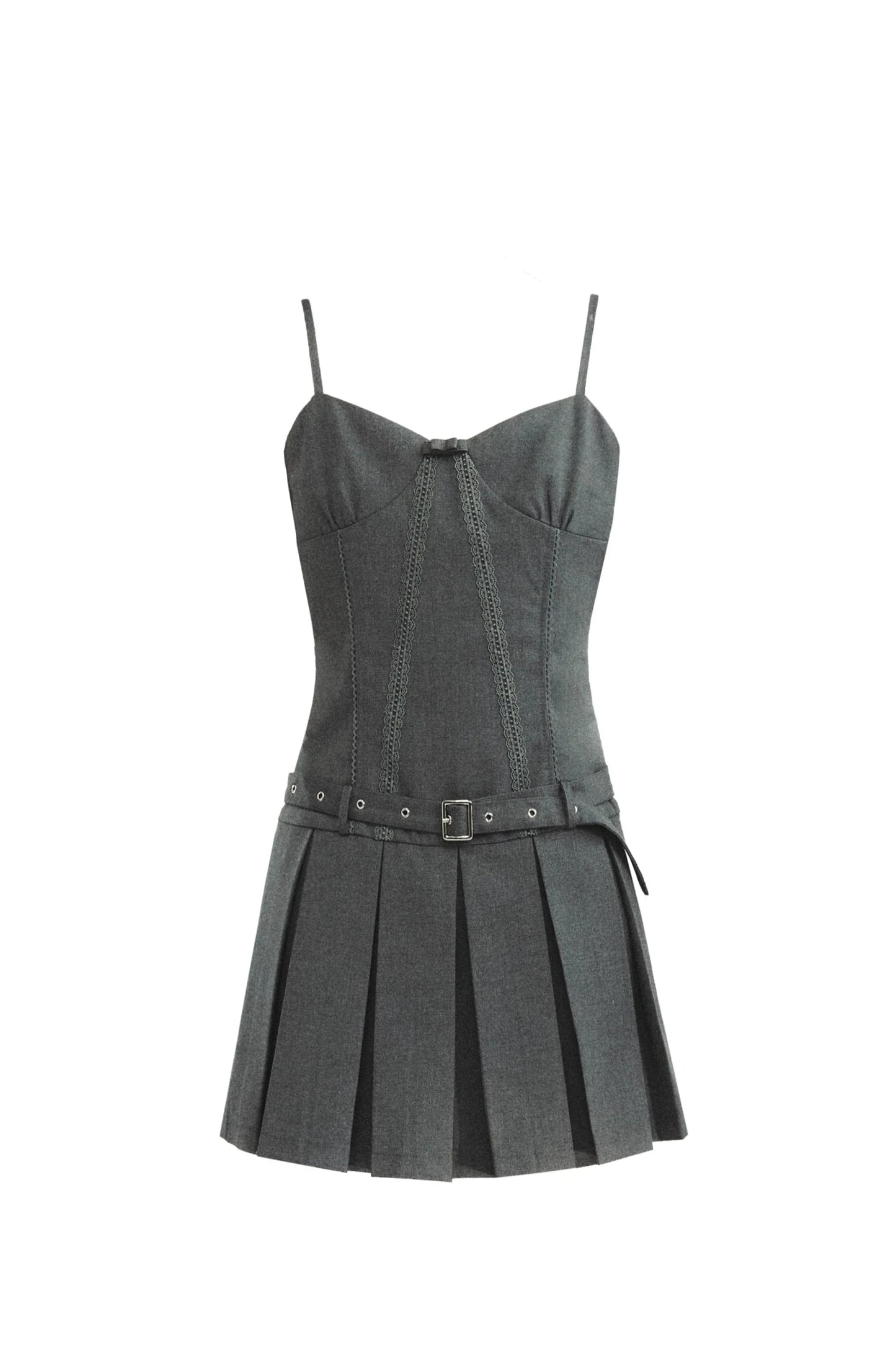 Pleated Waist Suspender Dress & Suit Set-Up