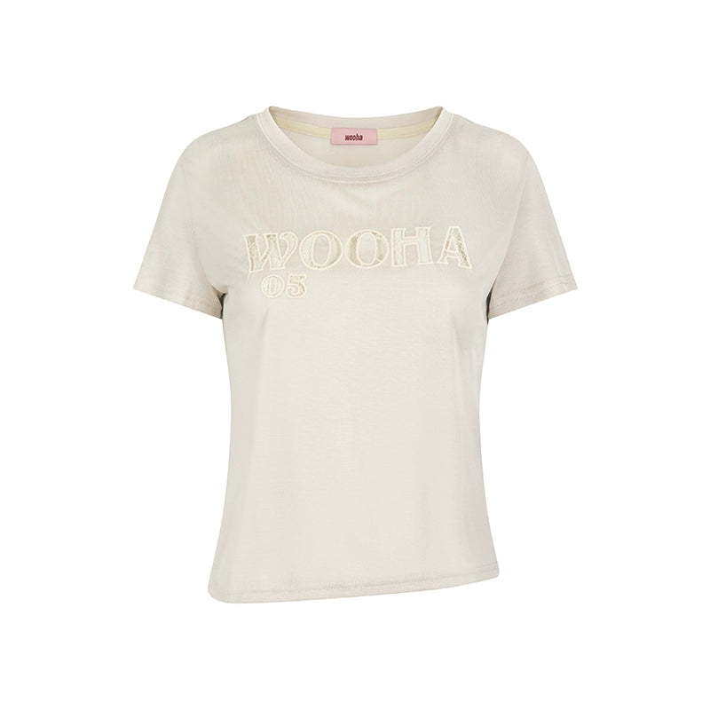 Summer Lace Embroidery Letter Tee