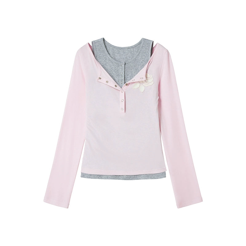 Rose Patch Long T-Shirt