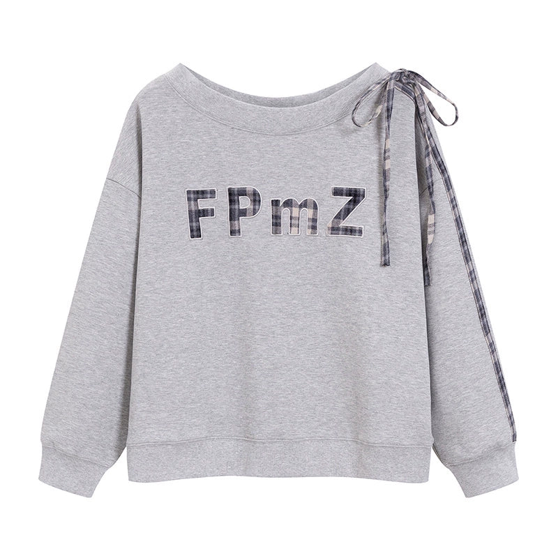 One-Line Letter Patch Sweatshirt
