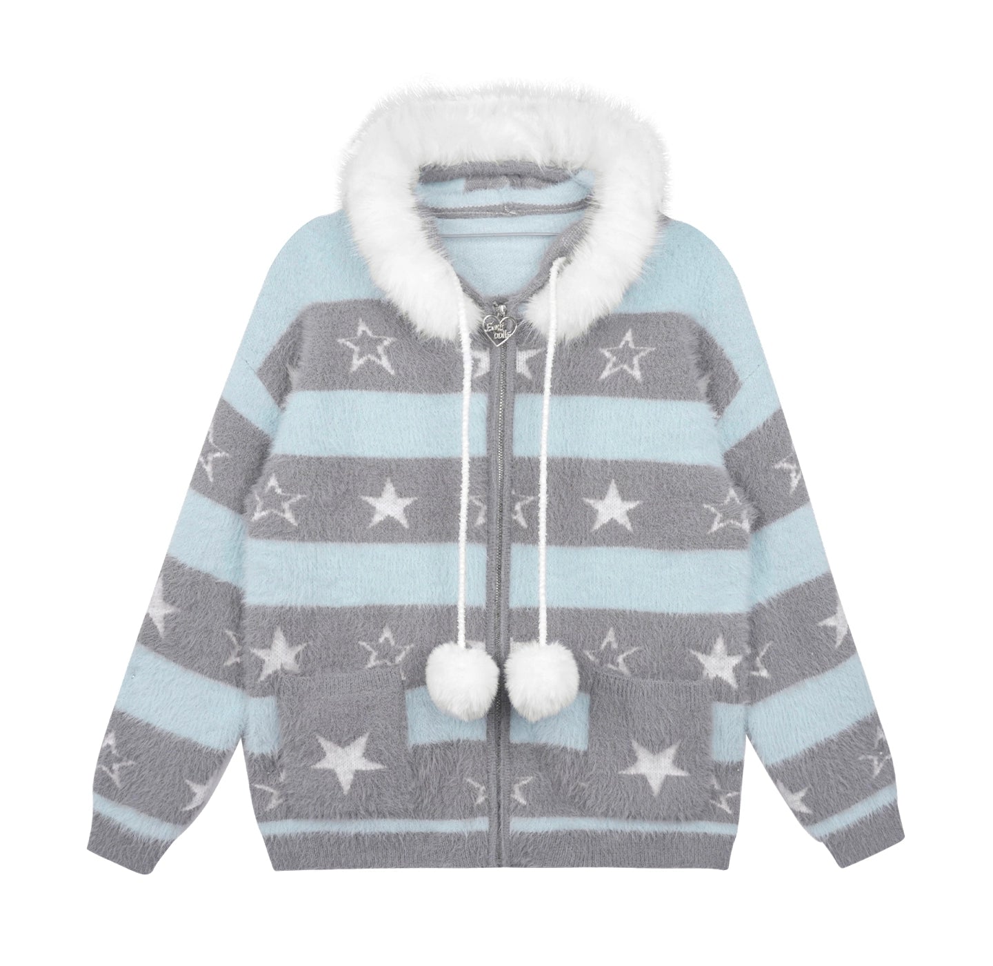 Gray-Blue Striped Star Sweater