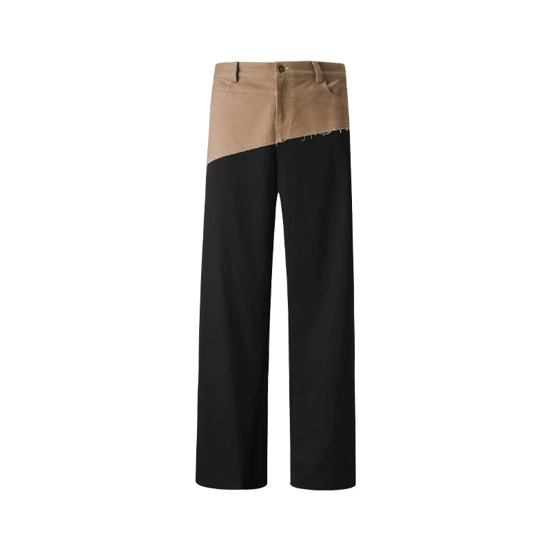 Diagonal Color-Blocking Workwear Pants