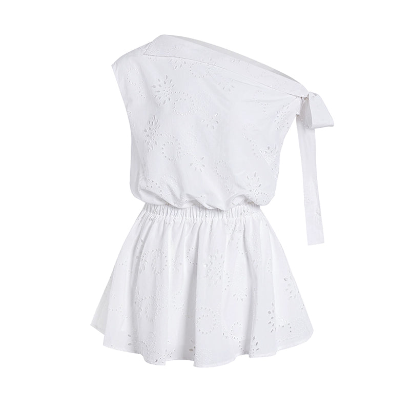 Floral Asymmetrical Shoulder Dress