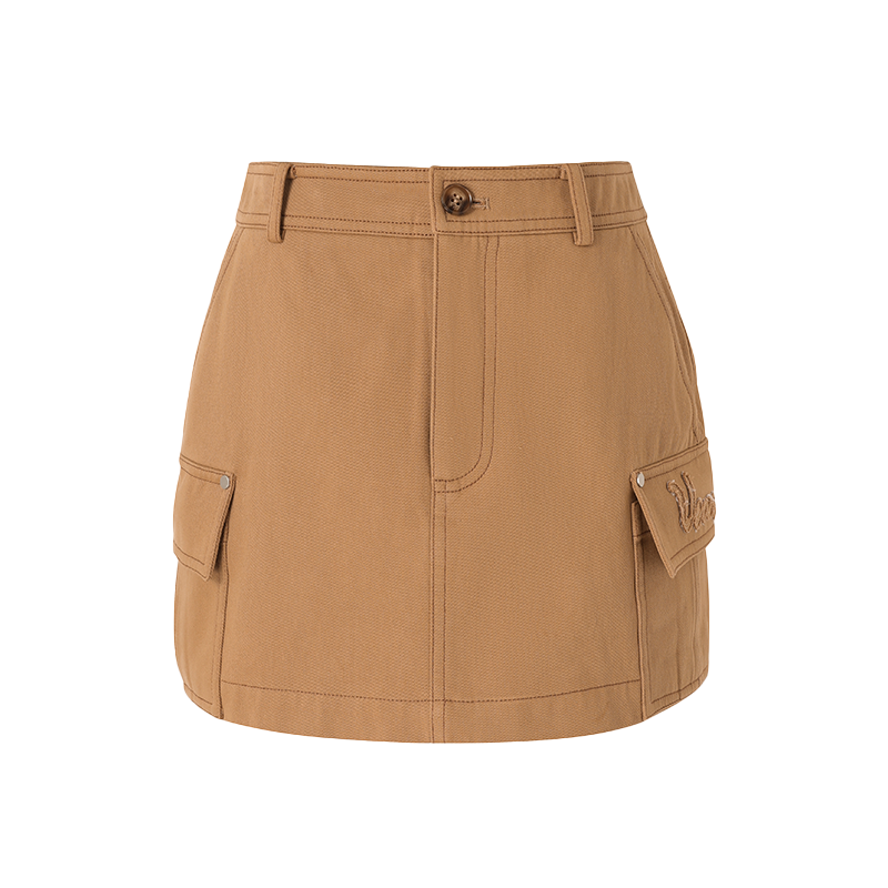 Khaki Letter Mini Skirt