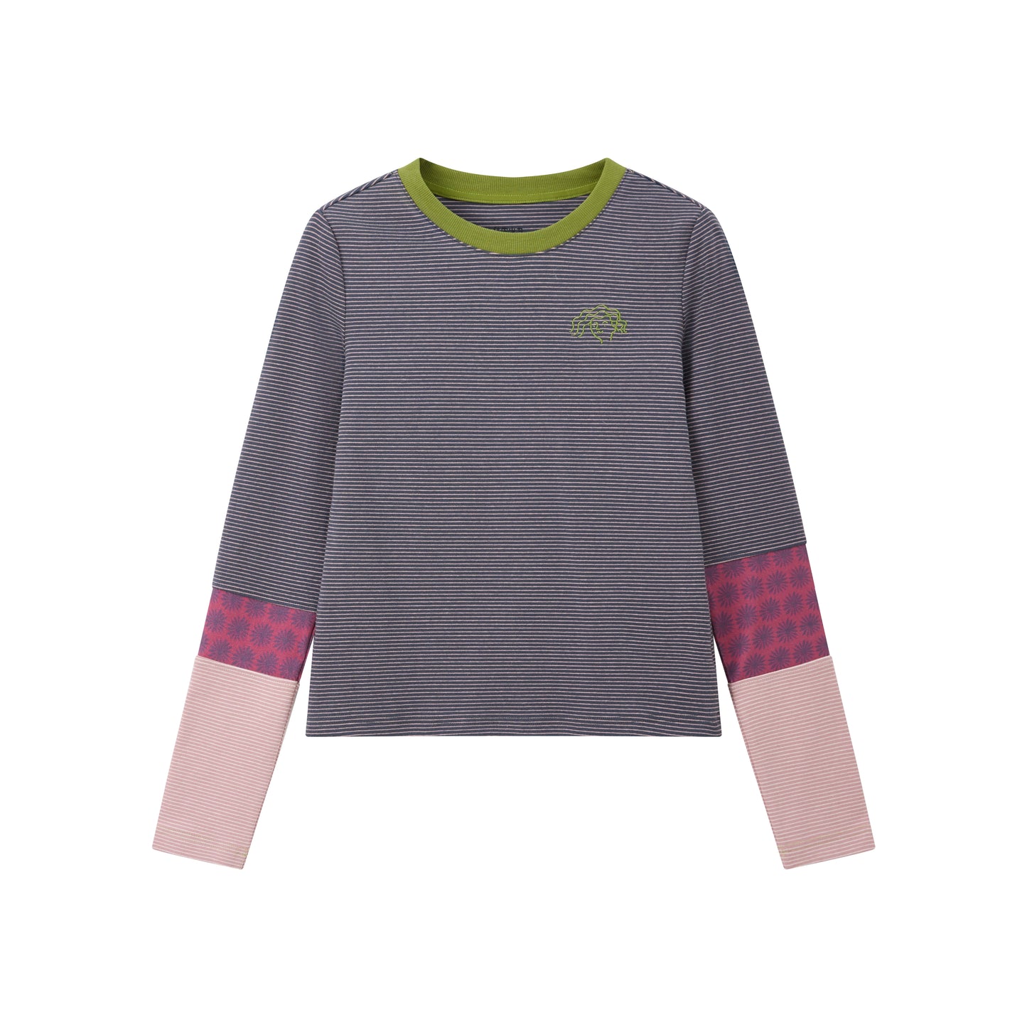 Striped Color-Blocking Slim T-Shirt