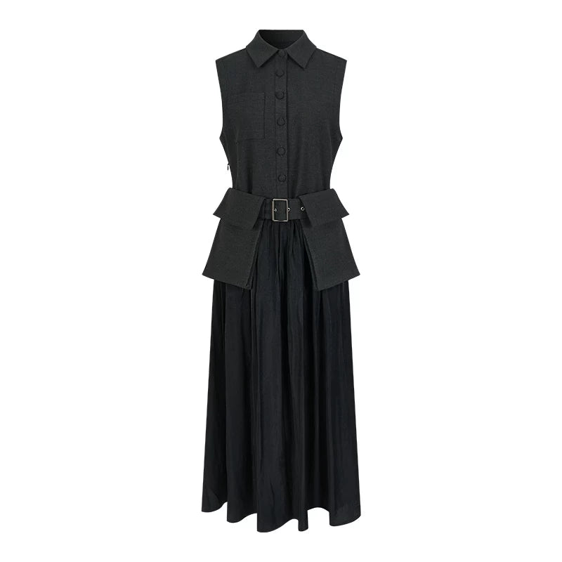 Ink Tone Belted Dress