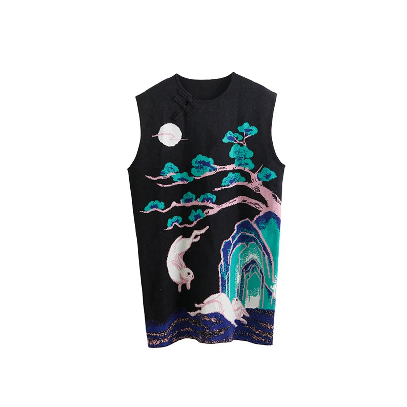 중국 스타일의 니트 조끼