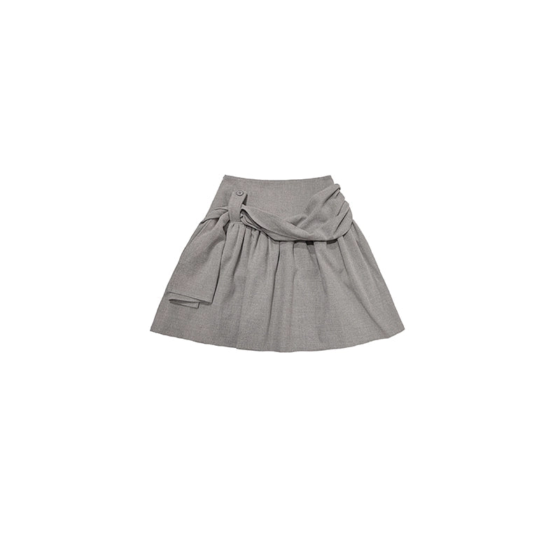 Misty Gray Pleated A-Line Skirt