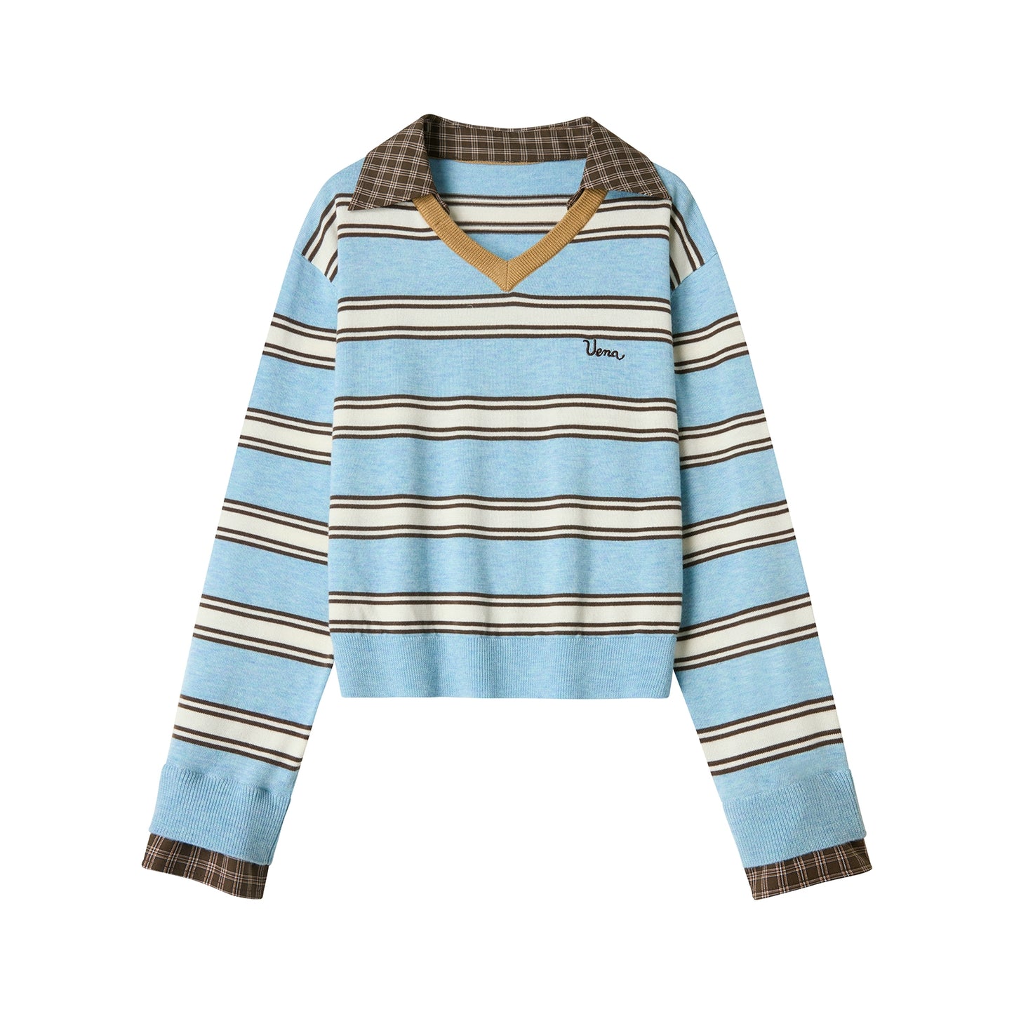 Retro Knit Plaid Top