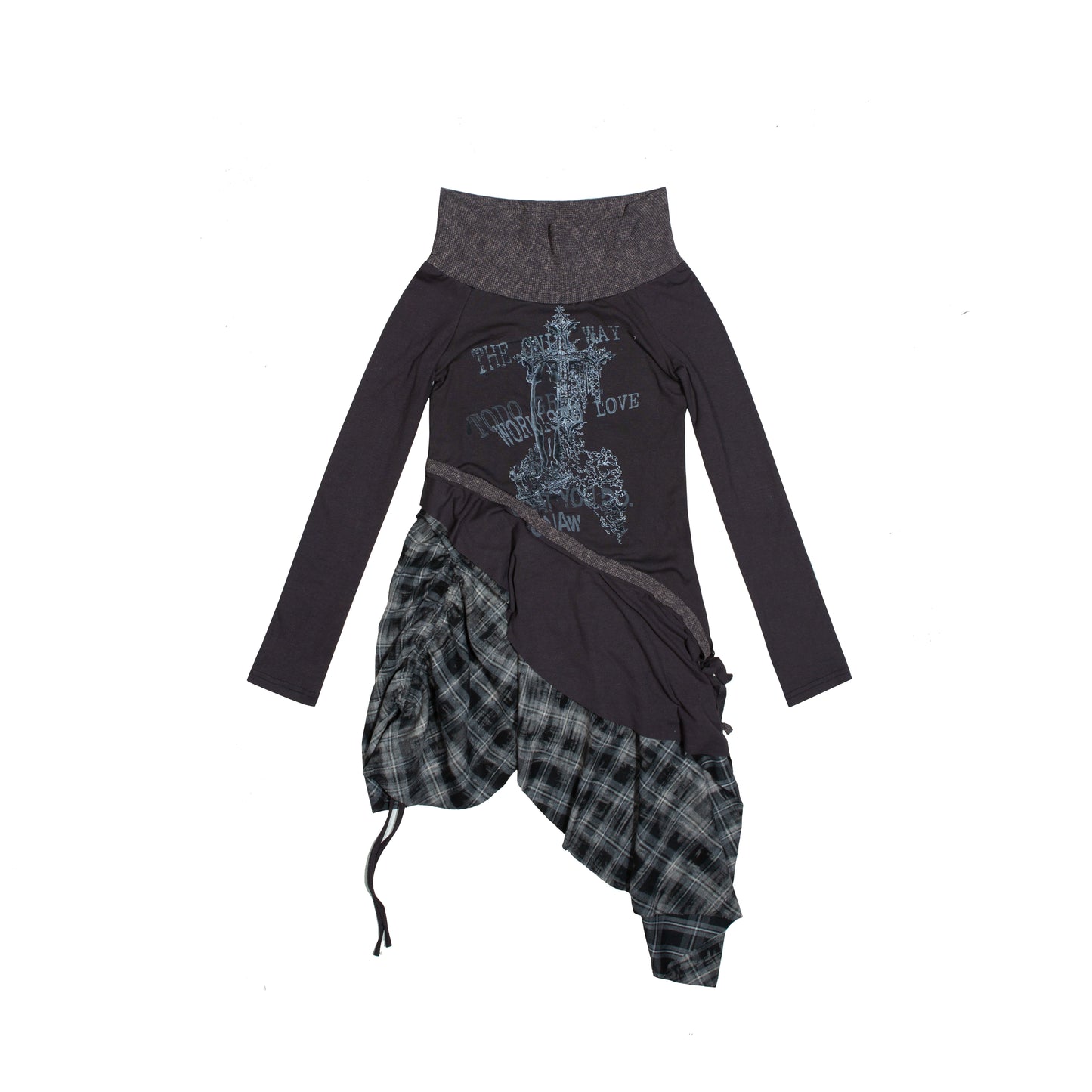 펑크 영감을 받은 불규칙한 투피스 룩 드레스