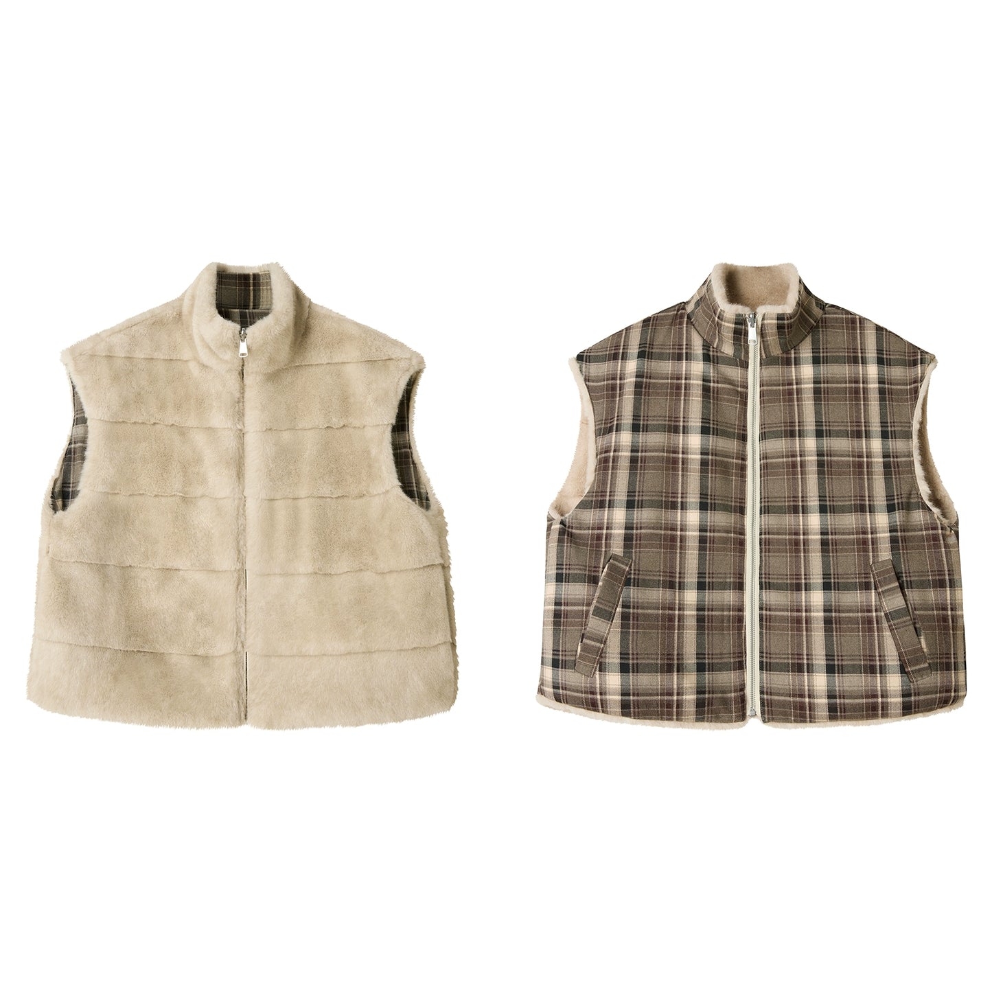 Stand-Up Collar Reversible Fur Vest