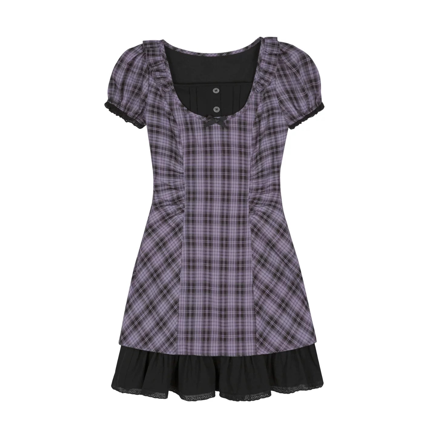Sweet and Cool Purple Plaid Dress