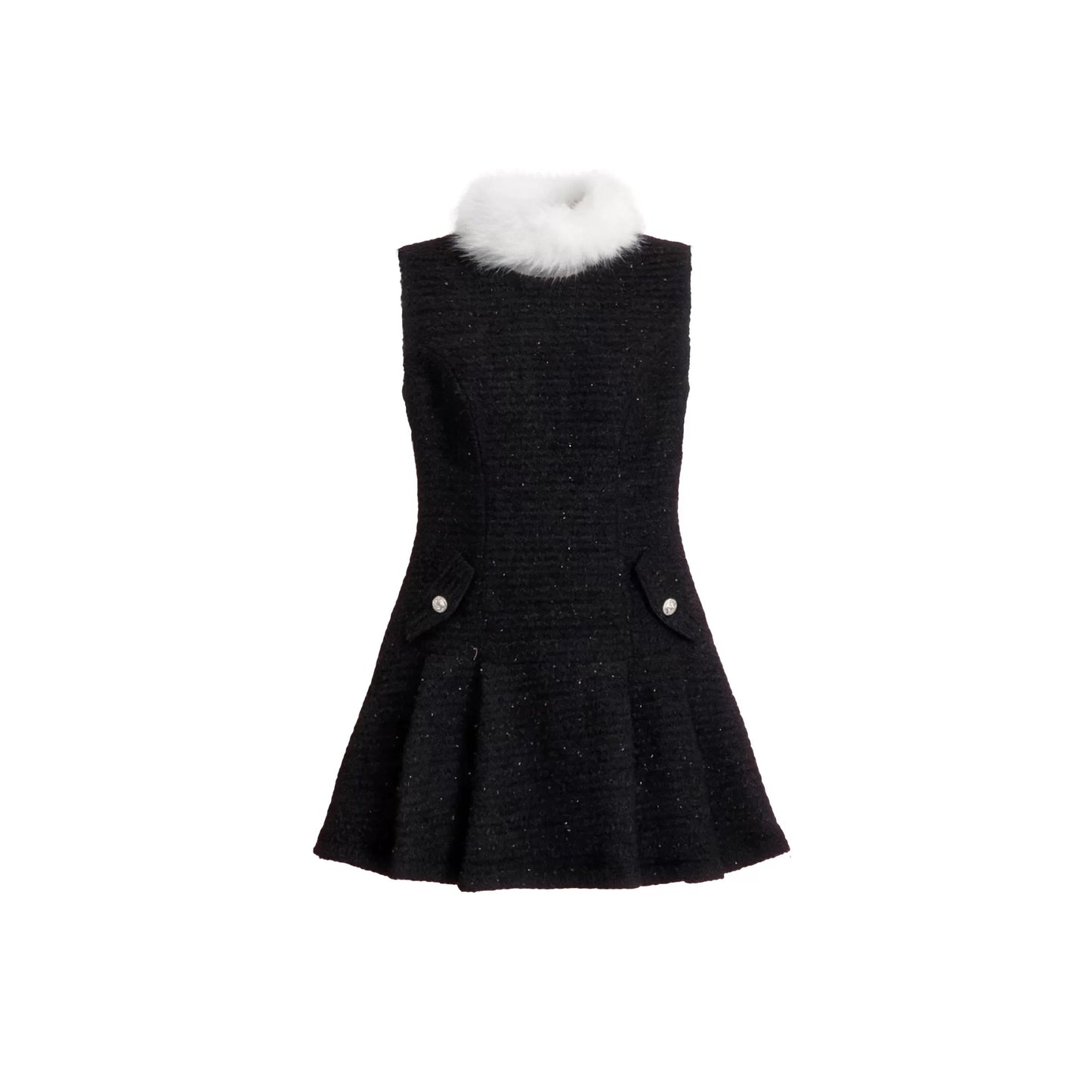 Elegantes Tweed-Faltenkleid