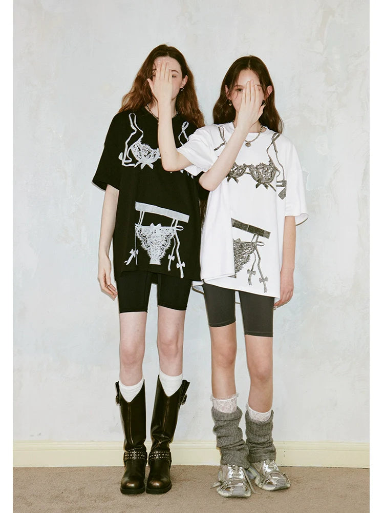 Bedrucktes Rundhals-Langarmshirt