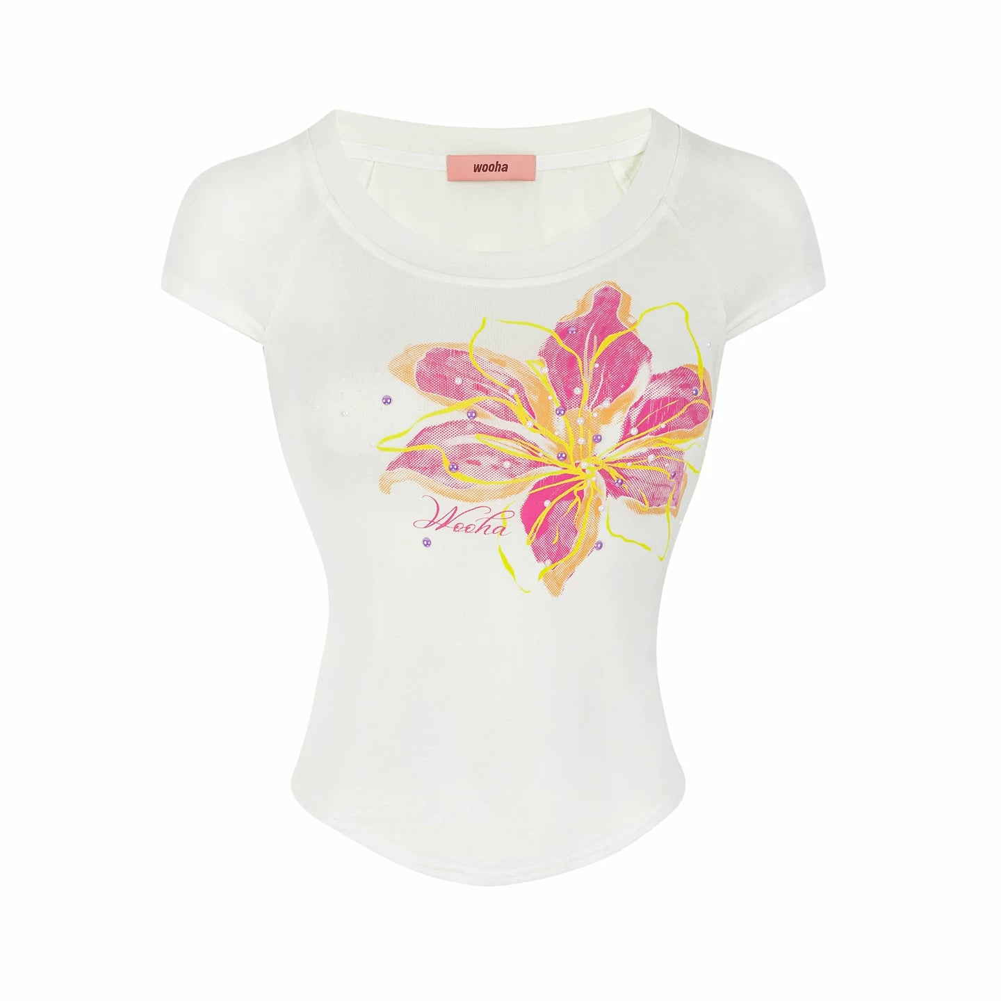 Curved Hem Printed Blouse