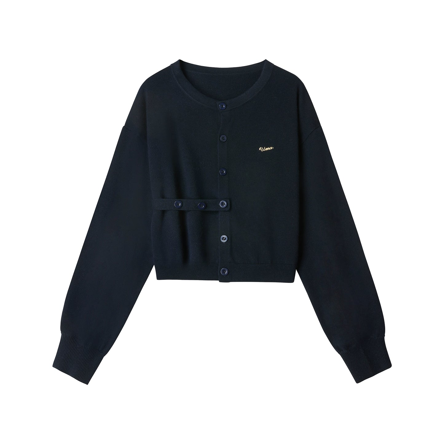 Navy Blue Wool Cardigan Set-Up