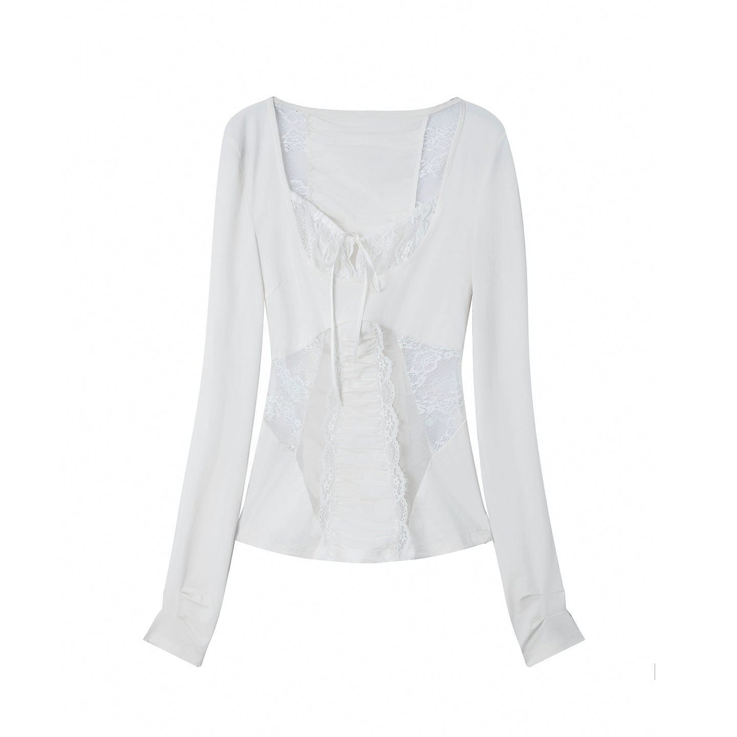 Shoulder Lace Girly Slim Long Sleeve T-Shirt