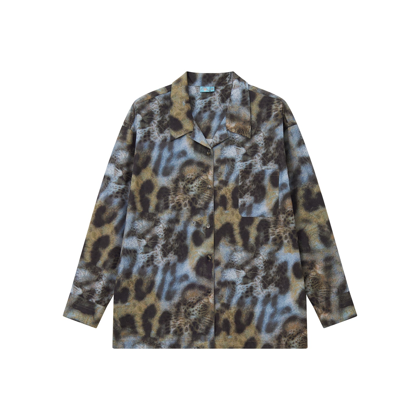 Vintage Leopard Print Cuban Collar Long-Sleeved Shirt