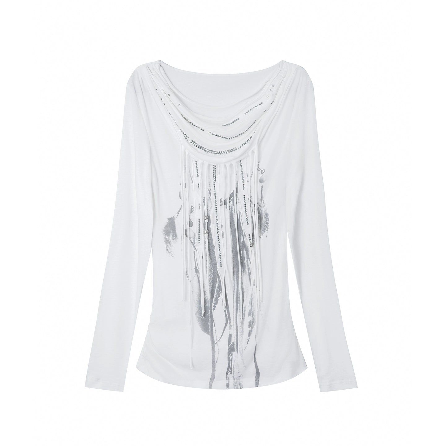 Swing Feather Print Bottom T-Shirt