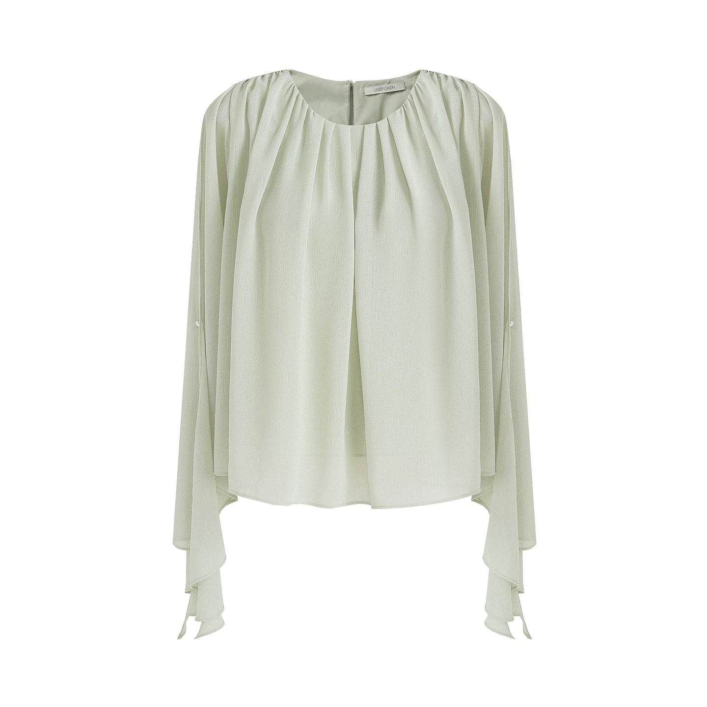 Rundhalsbluse mit Flatterärmeln