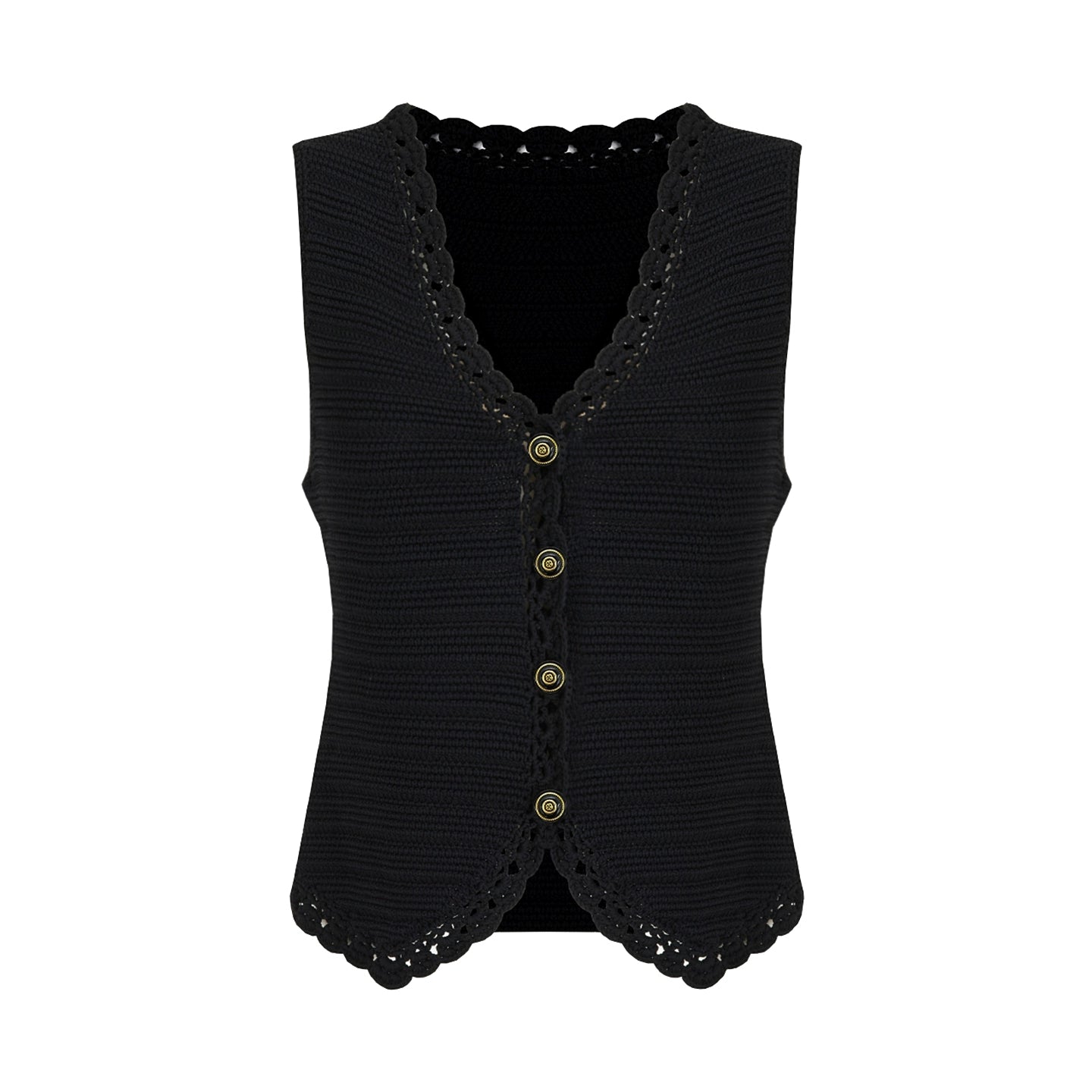 Black V-Neck Knit Top