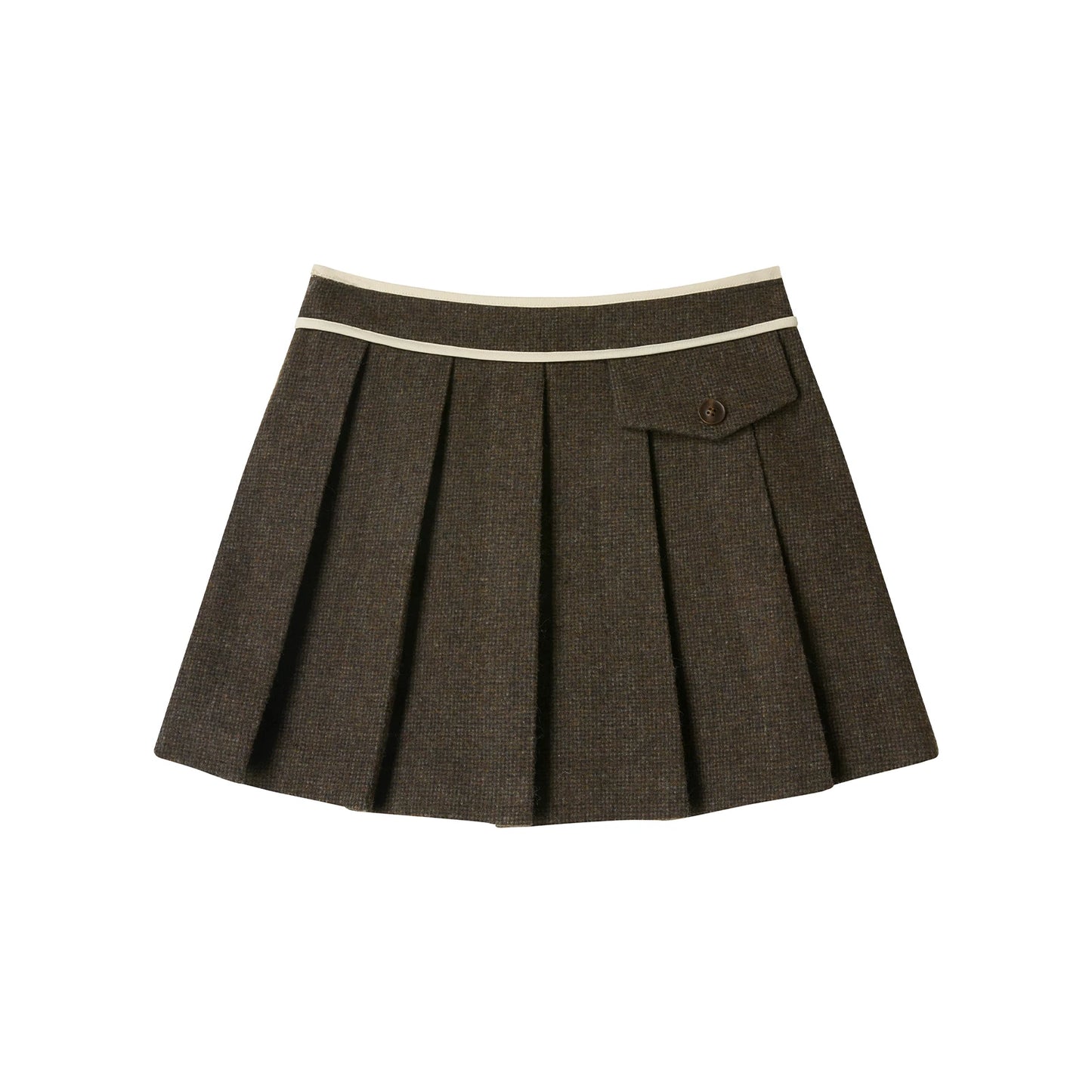 Brown Woolen Pleated Skirt
