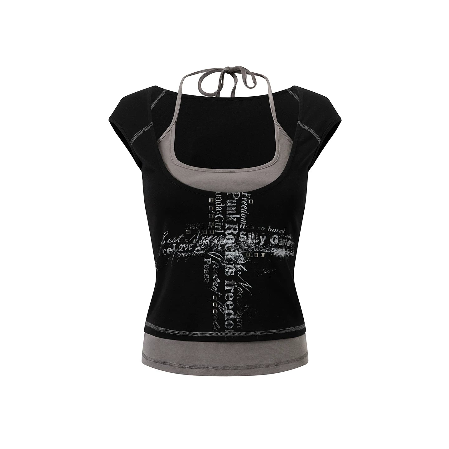 Silver Graffiti Cross T-Shirt