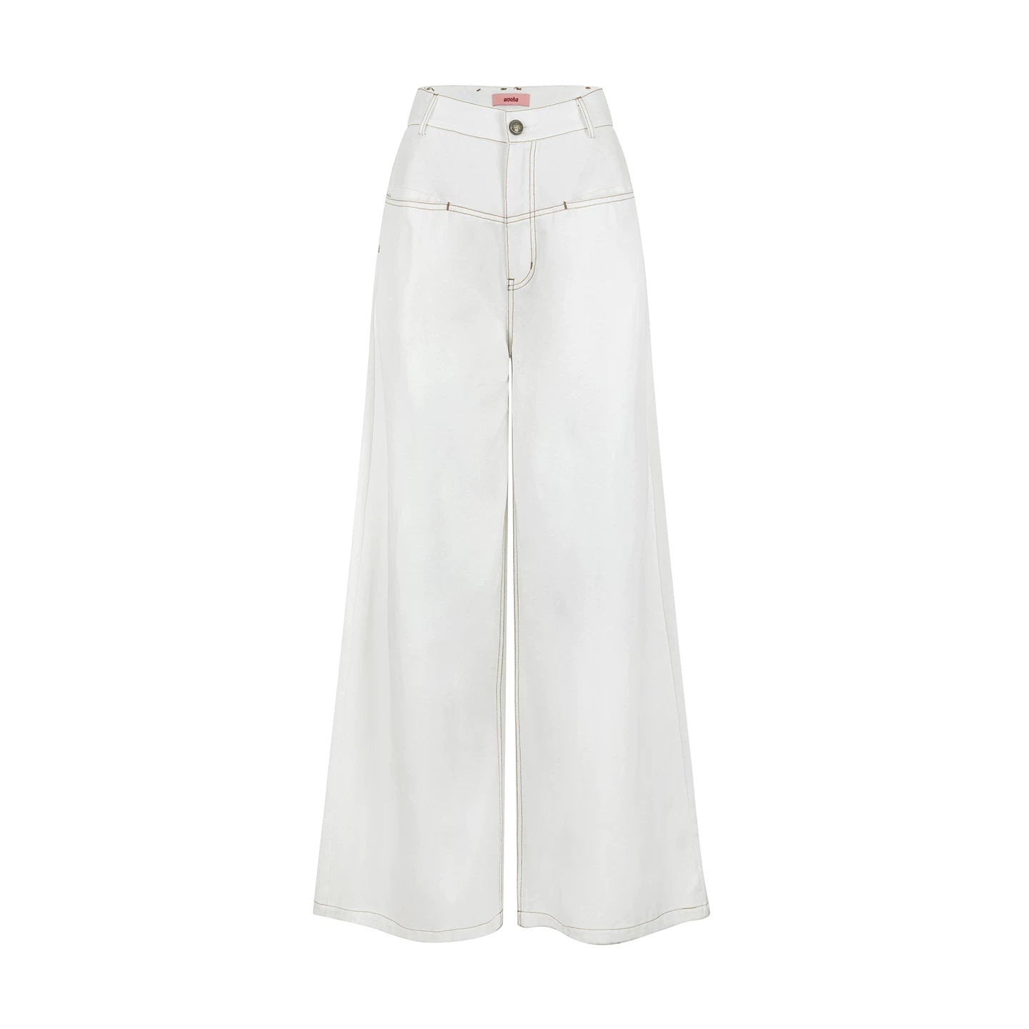 Retro Wide-Leg White Pants