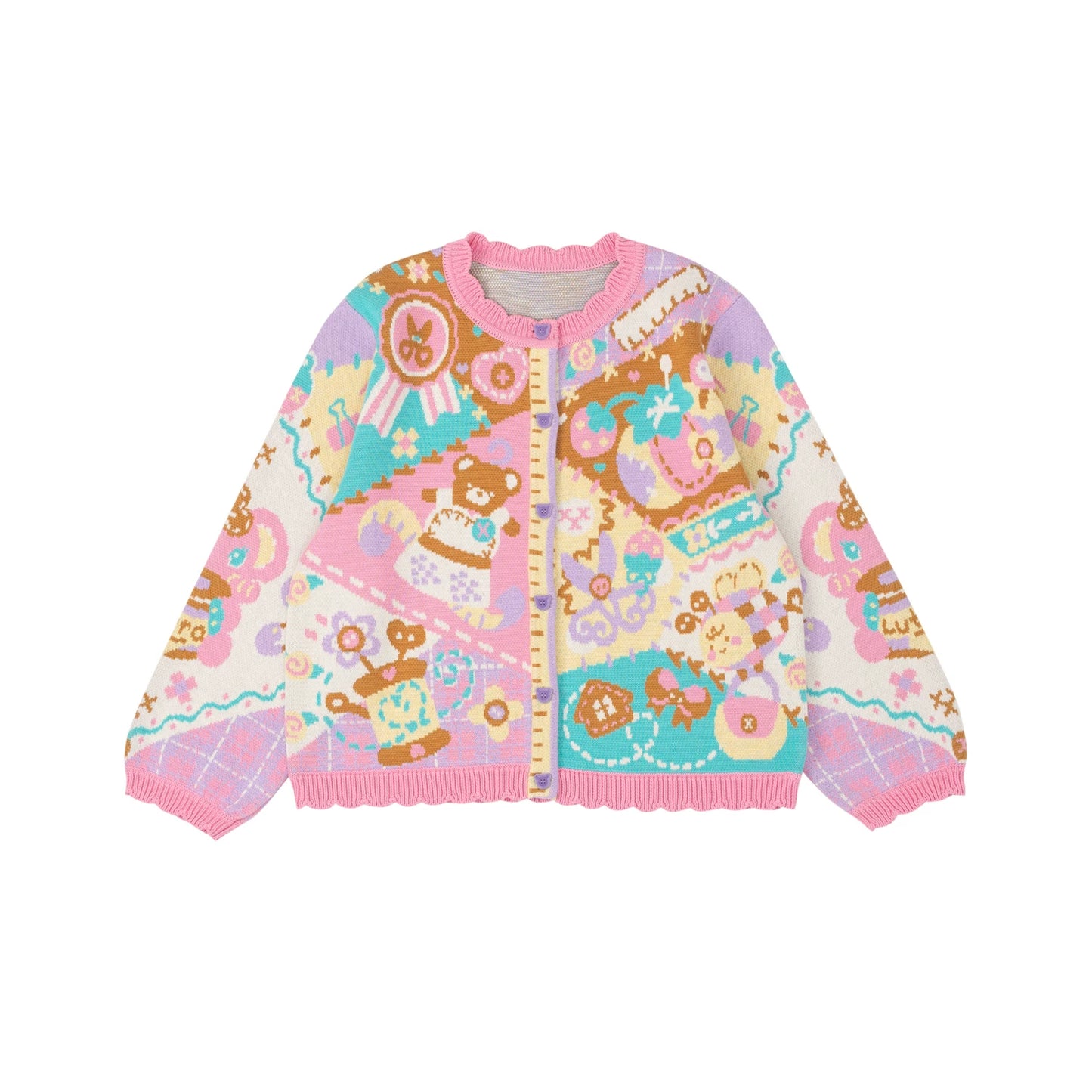 Pink and Purple Patchwork Cardigan