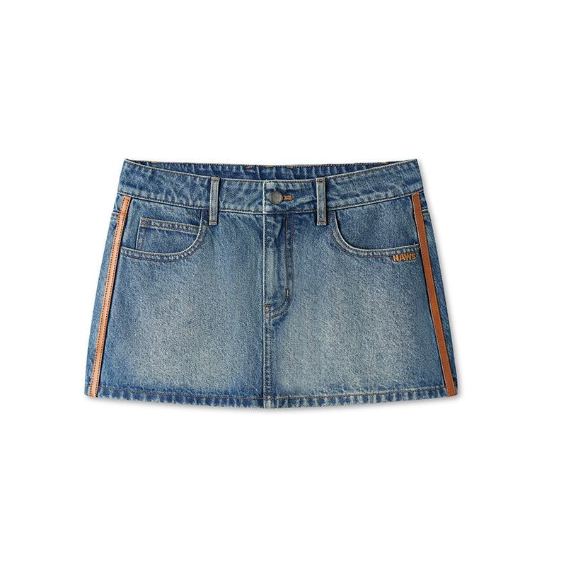 Modern Retro Twill Patchwork Hip Skirt