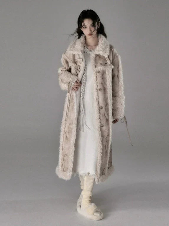 Long lamb fur coat