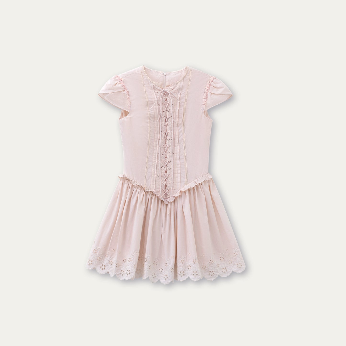 Quiet Pink Embroidered Tea Dress