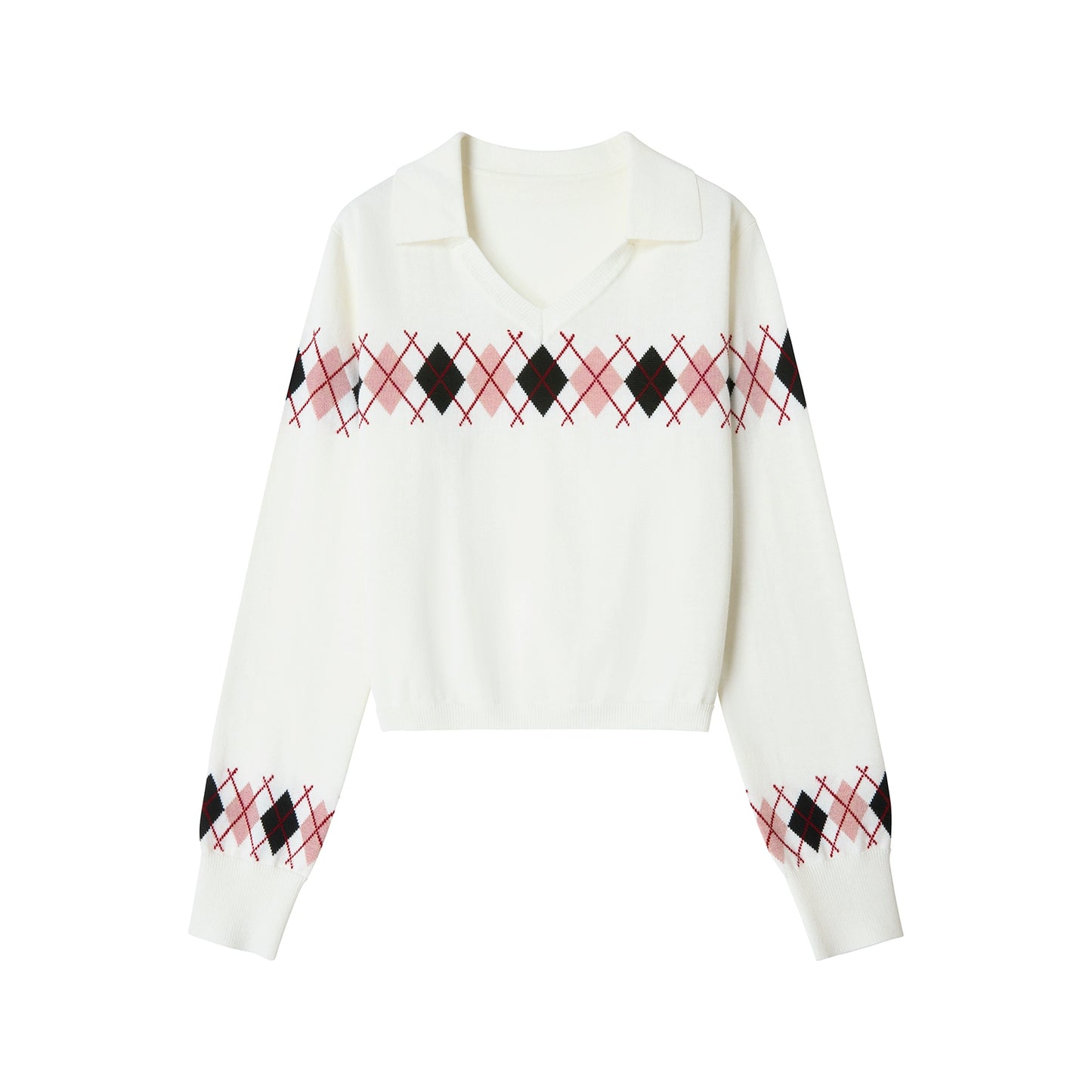 White Diamond Wool Knit Sweater