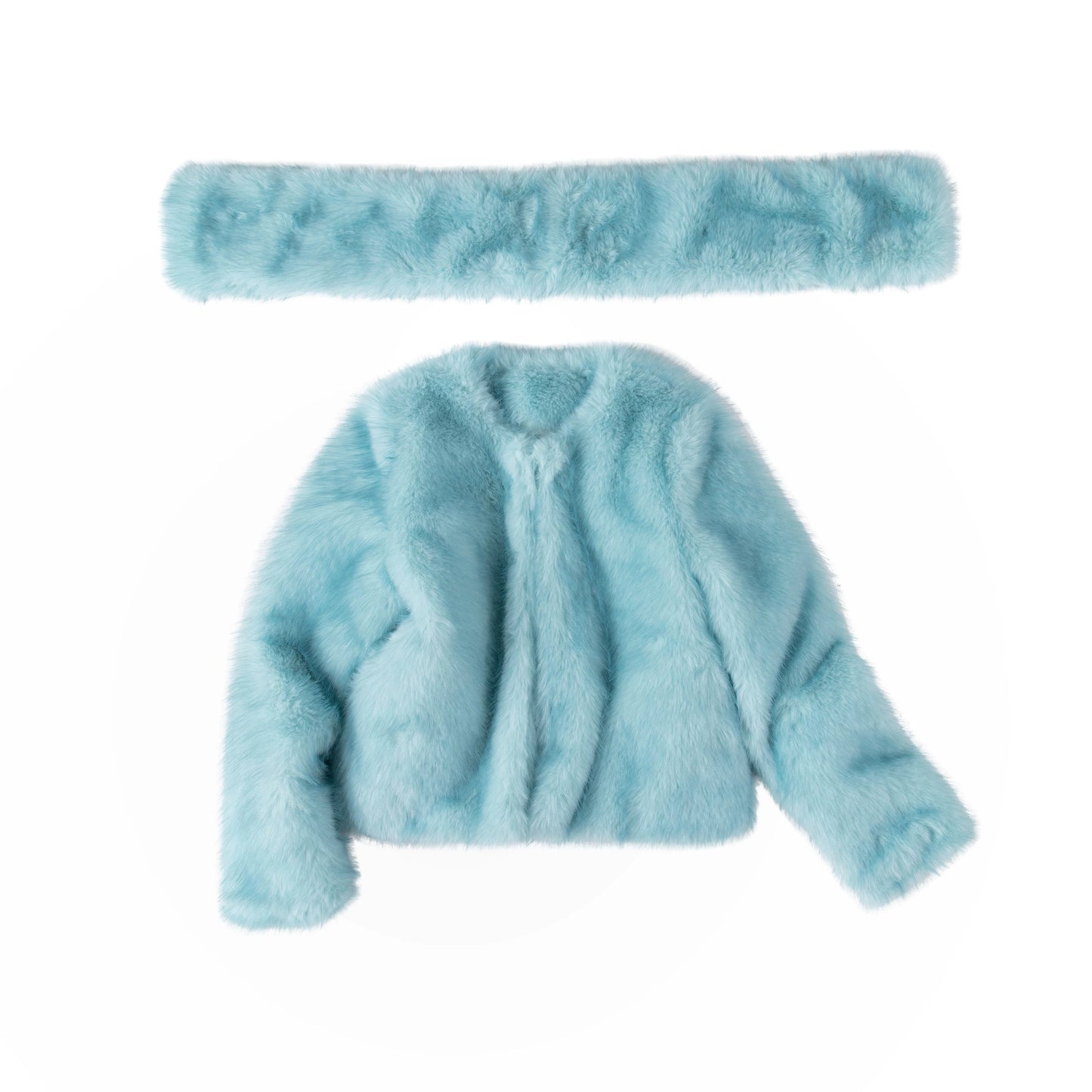 Ice Blue Fur Winter Coat set