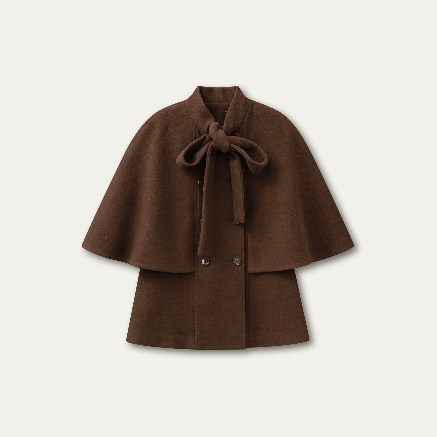 Double-Breasted Cocoa Cape Coat