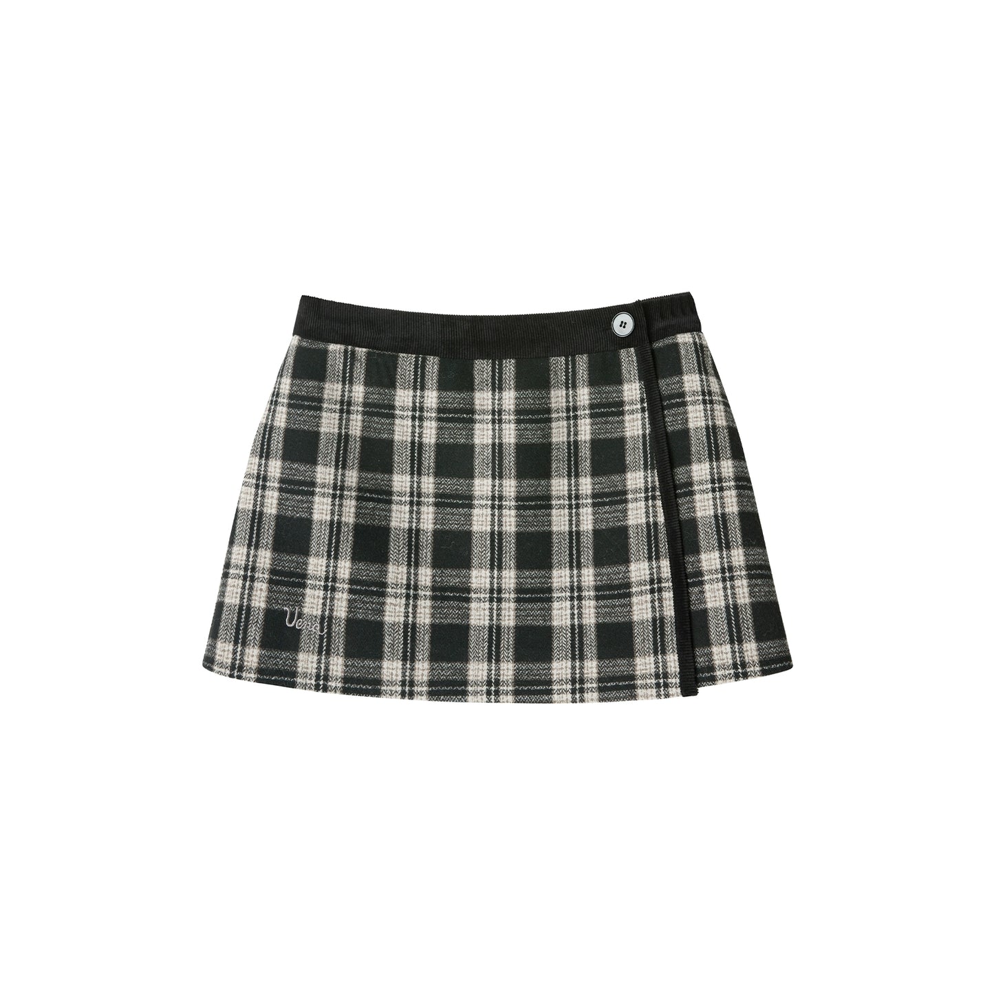 Plaid Corduroy Wool Skirt