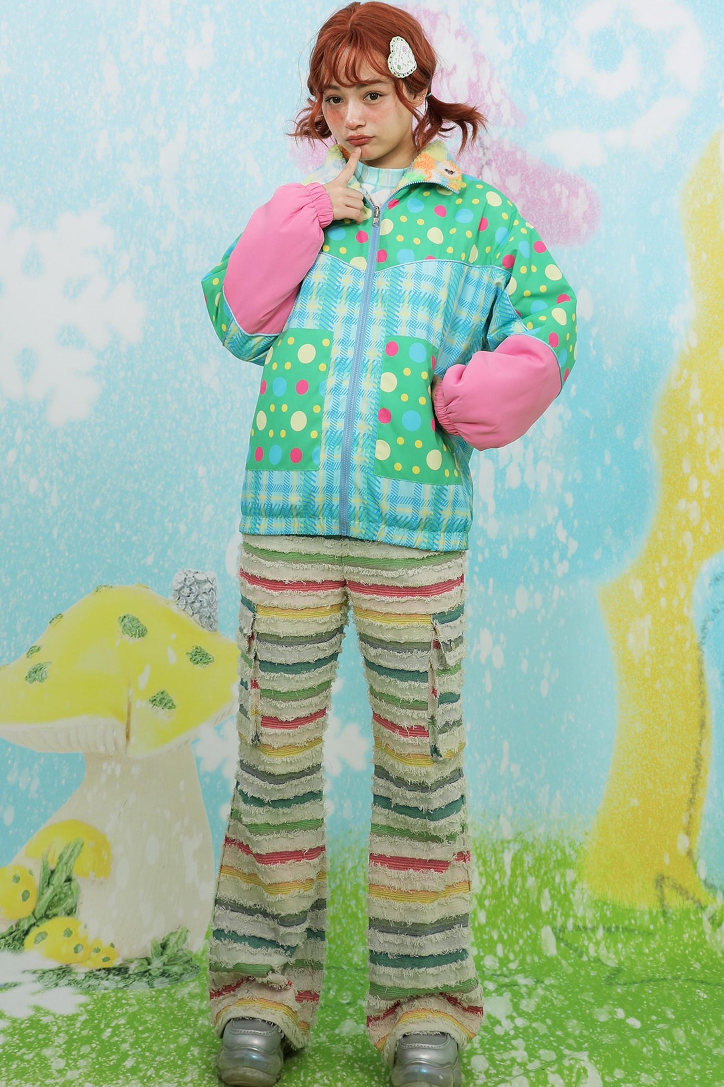 Cartoon Print Double-Sided Lamb Fleece Jacket