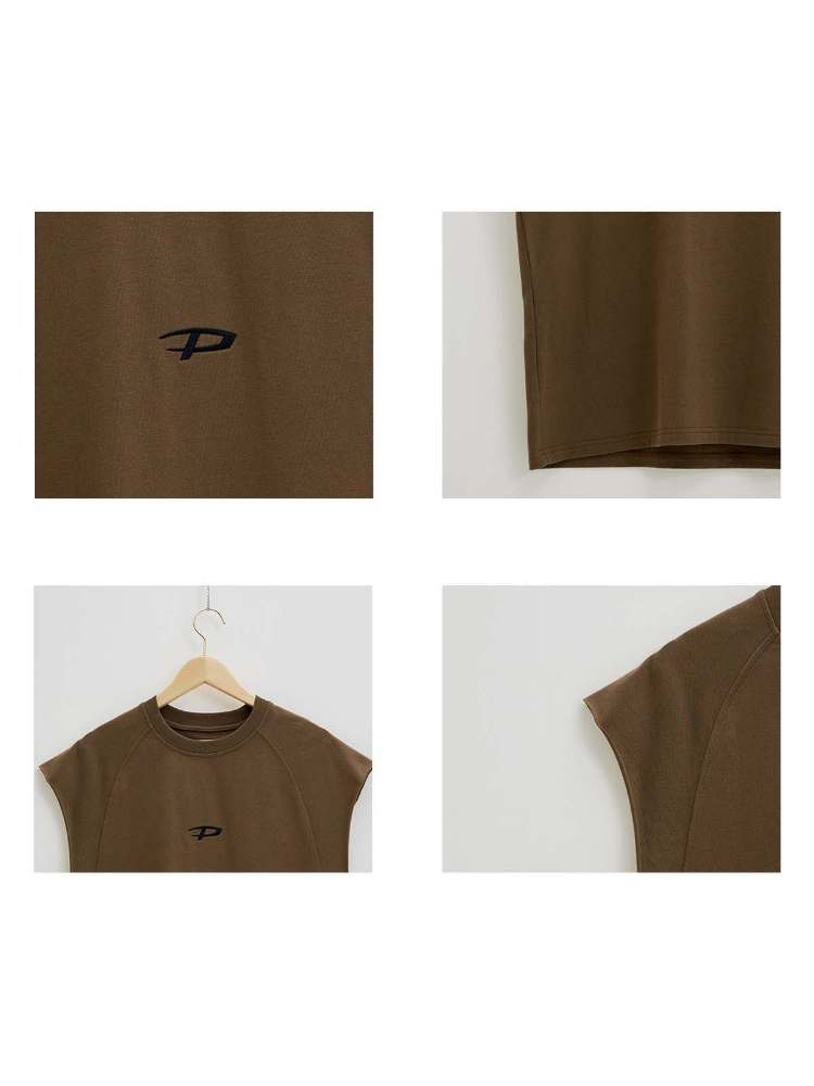 Logo-Stickerei weit geschnittenes ärmelloses T-Shirt